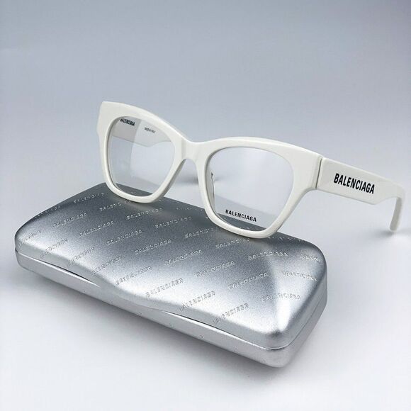 NEW Balenciaga BB0263O 003 White Square Unisex Eyeglasses - Picture 1 of 11